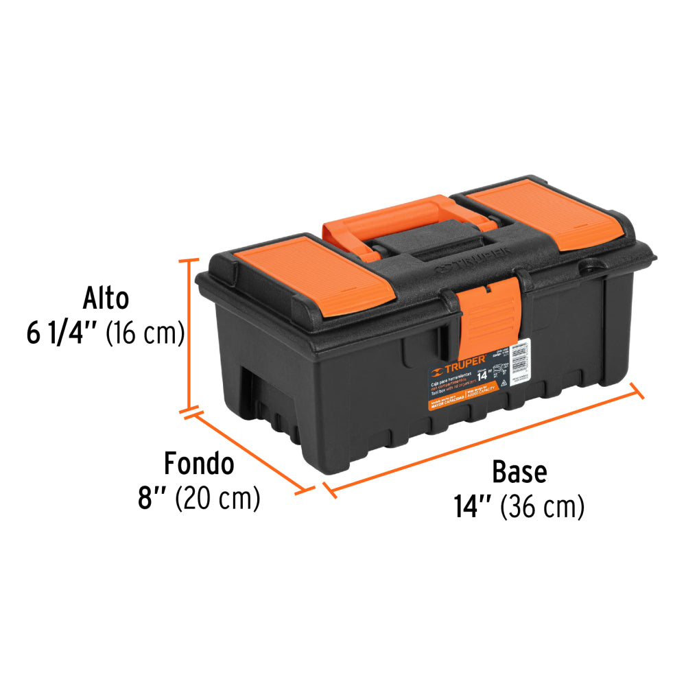 Caja para herramienta de 14" con compartimentos, TRUPER