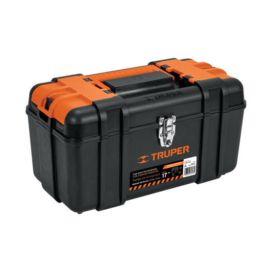 Caja p/herramienta 17" con compartimentos, broches metálicos - CÓDIGO: 102434