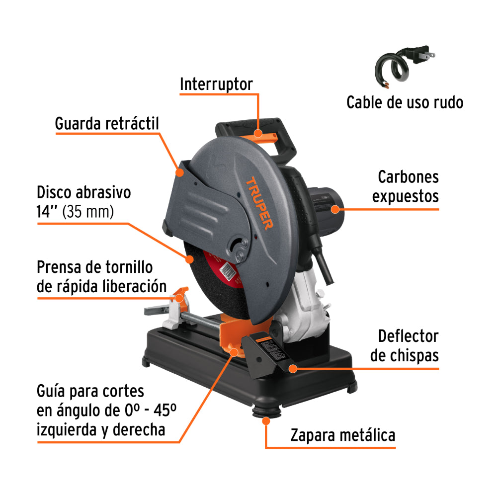 Tronzadora/cortadora de metales, 14",industrial, 2200W,220V