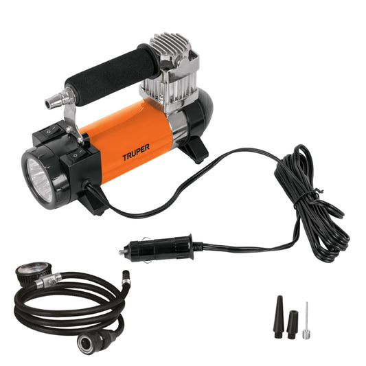 Compresor de aire 12 V portátil, para auto, incluye maletín - CÓDIGO: 19999
