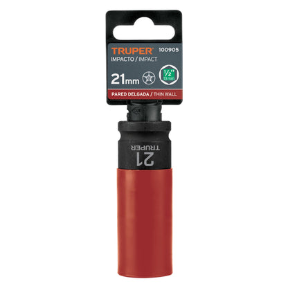 Dado largo impacto prot. plást. 21 mm, 6 puntas, cuadro 1/2" - CÓDIGO: 100905