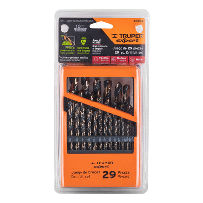 Juego de 29 brocas HSS para metal en estuche, Truper Expert - CÓDIGO: 50004