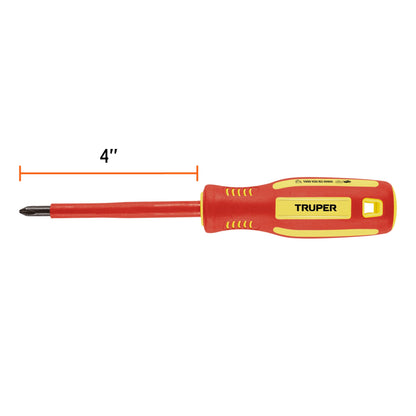 Desarmador dieléctrico de cruz 1/4" x 4", Truper - CÓDIGO: 102241