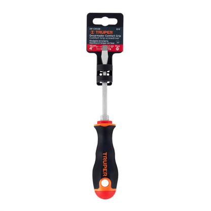 Desarmador plano 1/4" x 4" mango Comfort Grip, Truper