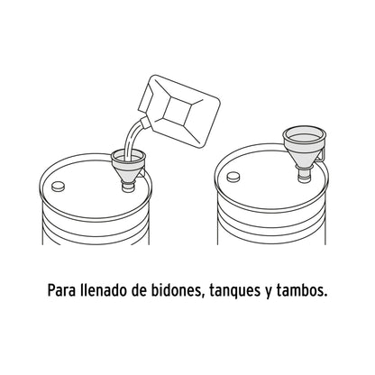 Embudo plástico 500 ml, cuello flexible con filtro, Truper