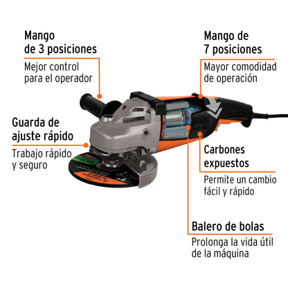 Esmeriladora angular 7", profesional, 220 V, 2100W, TRUPER