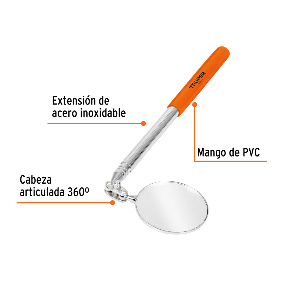 Espejo circular telescópico de inspección, 5 cm, Truper - Código: 14544