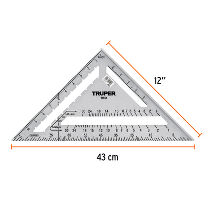 Escuadra 12" de aluminio para muros de yeso, Truper - Código: 15132