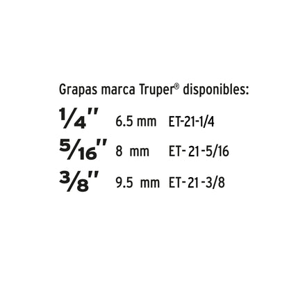 Engrapadora tipo pistola para ¼",5/16", 3/8", con 200 grapas - Cod: 17963