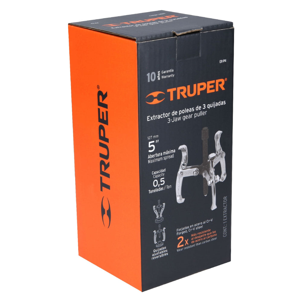 Extractor de poleas, 3 quijadas, 4", Truper - Código: 14503