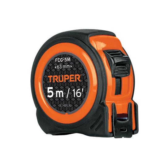 Flexómetro compacto contra impactos 5 m cinta 19 mm, TRUPER