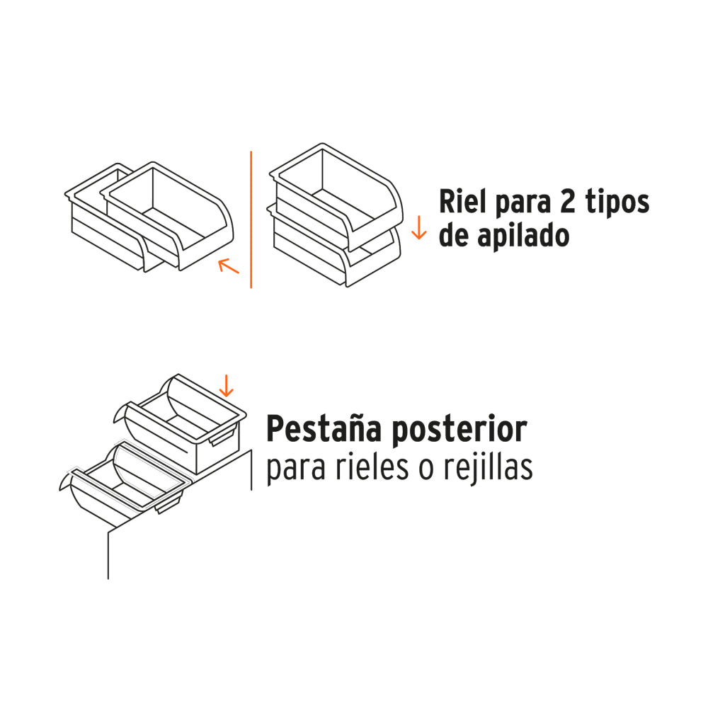 Gaveta apilable #2 de plástico, 17 x 11 x 8 cm, TRUPER - Código: 10889