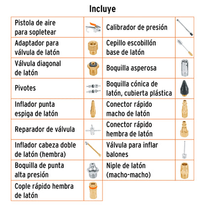 Juego de 18 accesorios neumáticos, cuerda 1/4" NPT, TRUPER - CÓDIGO: 19079