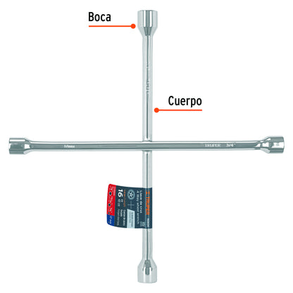 Llave de cruz 16" pulida y cromada, TRUPER - CÓDIGO: 102634