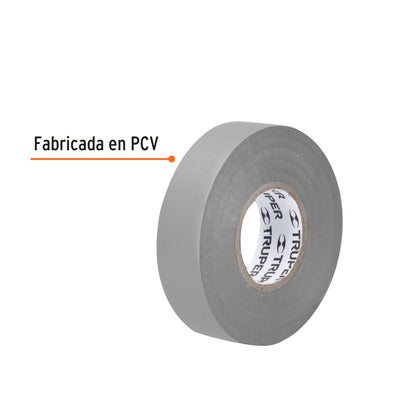 Cinta de aislar de 18 m x 19 mm, gris, Truper - CÓDIGO: 12507