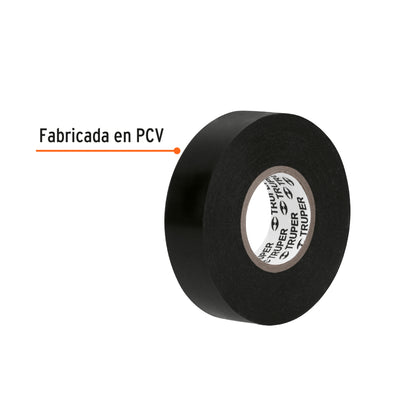 Cinta de aislar de 18 m x 19 mm, negra en blíster, Truper - Código: 12499