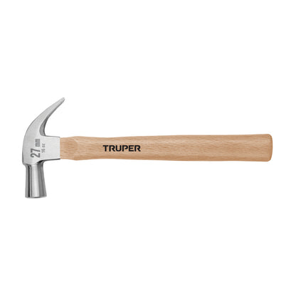 Martillo cabeza cónica 27 mm uña curva, mango madera, TRUPER - Código: 10560