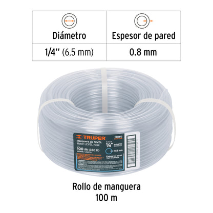 Metro de manguera 1/4" de nivel en rollo de 100 m - DIGO: 19860