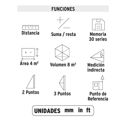 Medidor láser de distancia de 0.05 m a 100 m, Truper - CÓDIGO: 100374