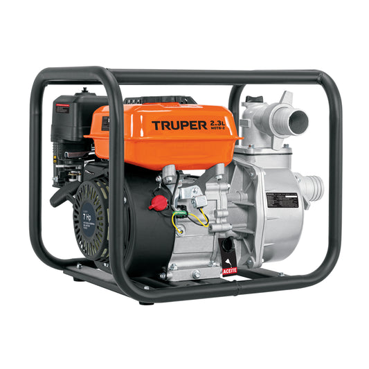 Motobomba autocebante 2"x2", gasolina 7HP, agrícola, TRUPER - Código: 17116