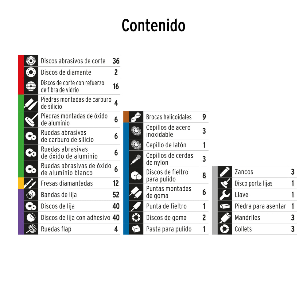 Kit de accesorios p/herramienta rotativa, 276 pzs, TRUPER - CÓDIGO: 100729
