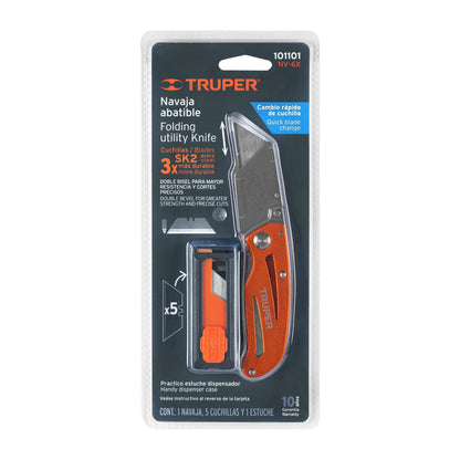 Navaja abatible 6" cuerpo de aluminio y acero inox, Truper - CÓDIGO: 101101