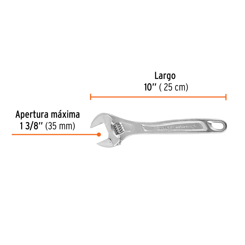 Llave ajustable (perico) 10" profesional cromada, Expert - Cod:15507