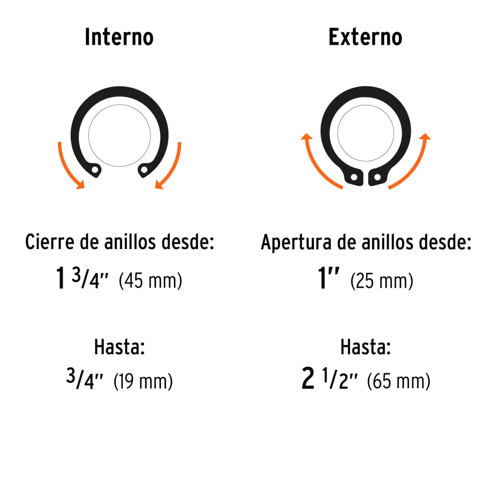 Pinza para anillos de retención 6" 4 cabezas intercambiables - Cod: 17355