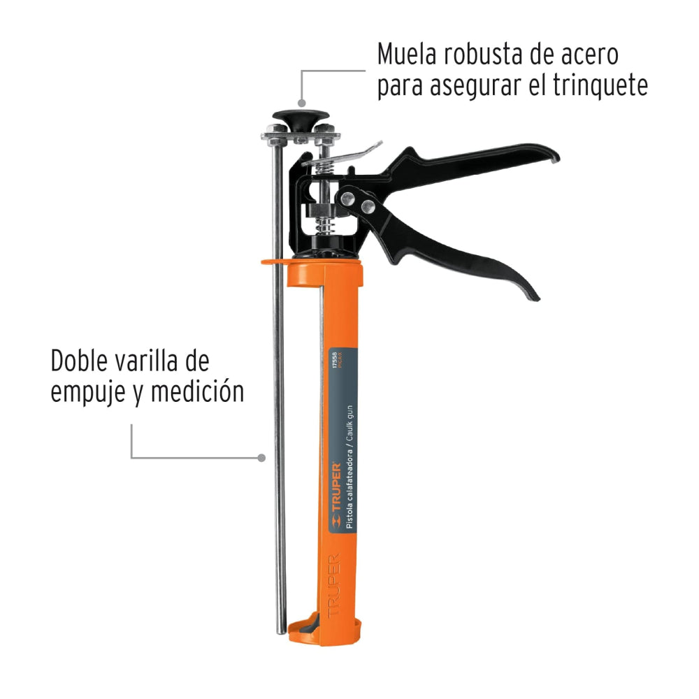 Pistola calafateadora tipo esqueleto, reforzada, TRUPER - Cod: 17558