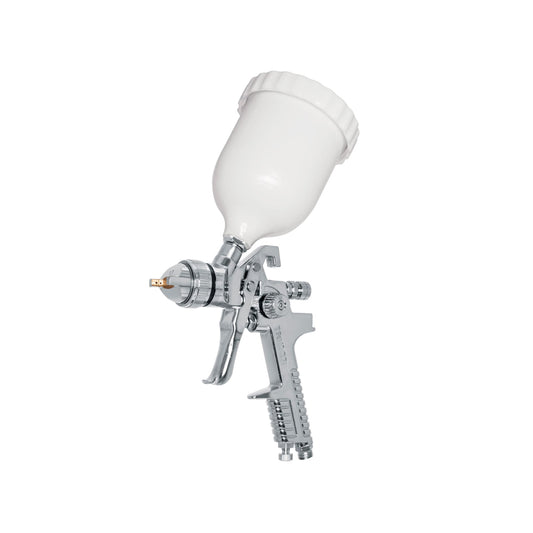 Pistola p/pintar gravedad HVLP vaso plástico, 1.7 mm, Truper