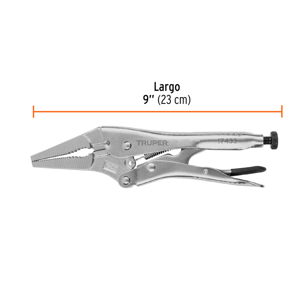 Pinza de presión 9", punta larga, Truper - Cod: 17433
