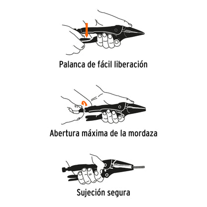 Pinza de presión 9", punta larga, Truper - Cod: 17433