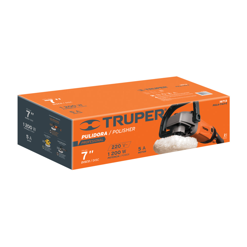 Pulidora 7", 220 V, 1,200 W - Cod: 16713