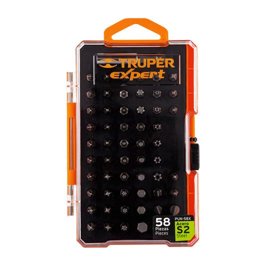 Juego de 58 puntas mixtas largo 1" estuche plástico, Expert - Código: 11889