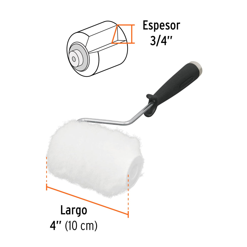 Mini rodillo para pintar 4" x 3/4" de poliéster, Truper - Código: 13896