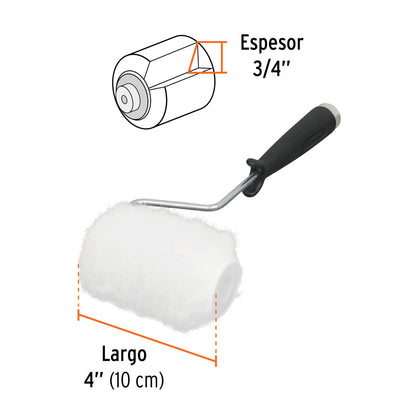 Mini rodillo para pintar 4" x 3/4" de poliéster, Truper - Código: 13896