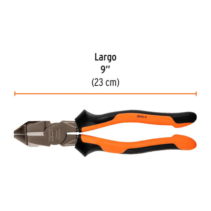 Pinza electricista 9" uso rudo, alta palanca, Comfort Grip