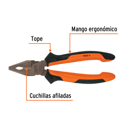 Pinza para electricista 8" alta palanca,Comfort Grip,Expert - Cod: 17330