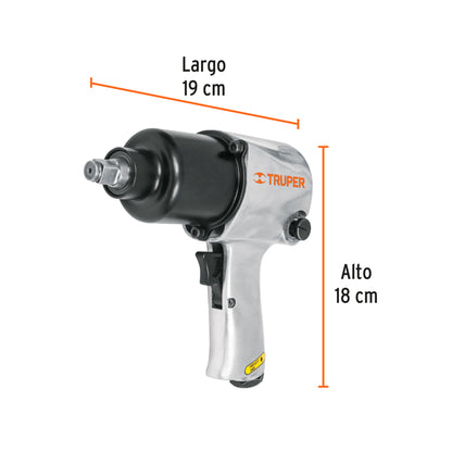 Llave (pistola) de impacto neumática 1/2", ind, TRUPER