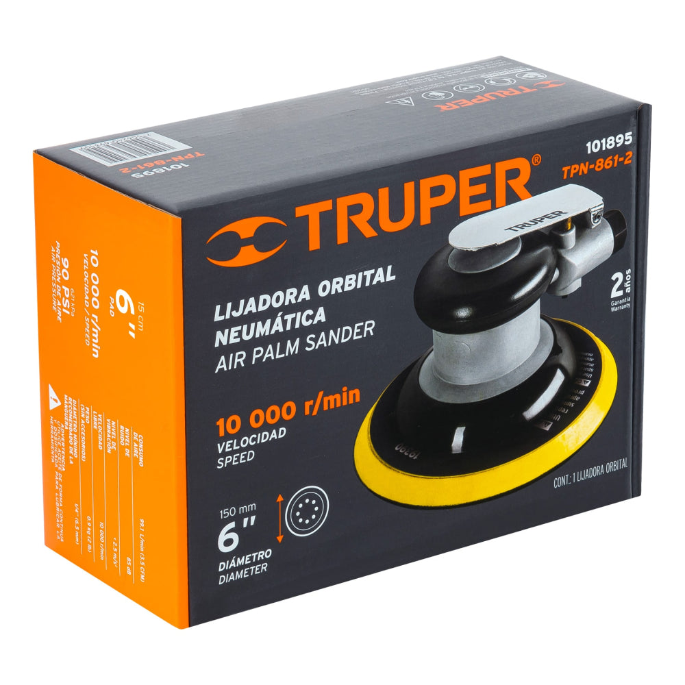 Lijadora orbital neumática industrial 6", Truper - CÓDIGO: 101895