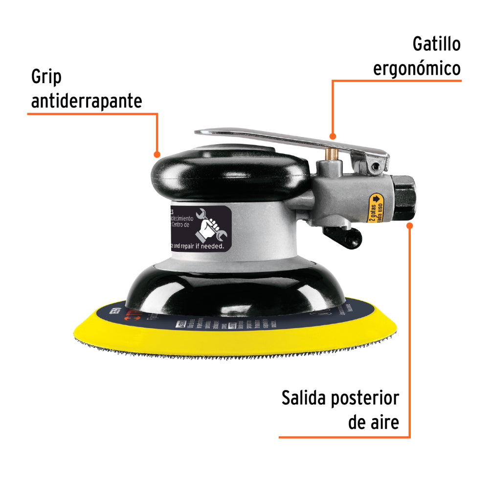 Lijadora orbital neumática industrial 6", Truper - CÓDIGO: 101895